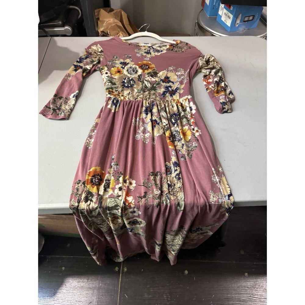 Reborn J Soft Jersey Knit Floral Maxi Dress S Lavender Flowers - Picture 2 of 8